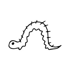 caterpillar hand drawn in doodle style. element scandinavian monochrome minimalism simple vector element insect