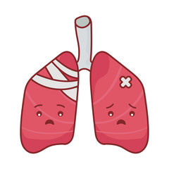 lungs cartoon flat style icon vector design