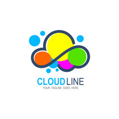 Cloud logo with colorful icon template, Technology logos