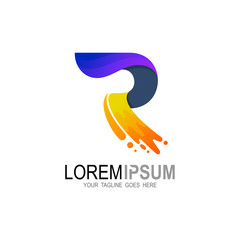 Obraz premium Logo letter r, logo r with a symbol of speed + delivery express + company initials