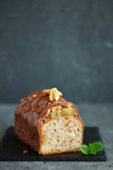 Chocolate Banana Cupcake. Selective focus