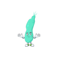 An image of helicobacter pylory in grinning mascot cartoon style