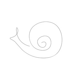 Snail animal silhouette line drawing, vector illustration