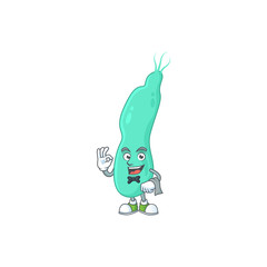 A helicobacter pylory waiter cartoon character ready to serve