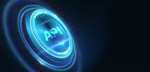API - Application Programming Interface. Software development tool. Business, modern technology, internet and networking concept.