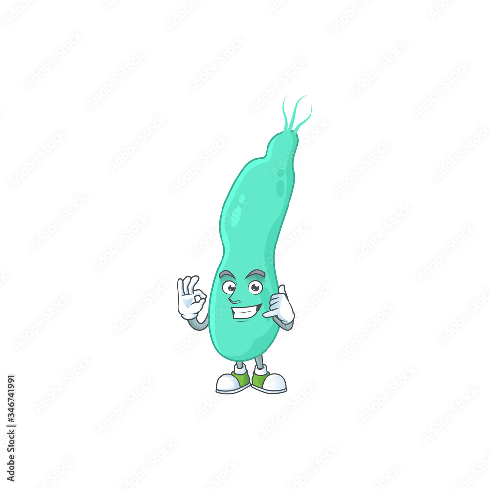 Poster Helicobacter pylory mascot cartoon design make a call gesture