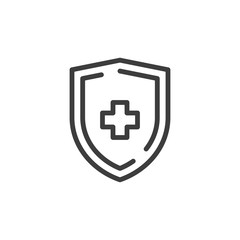 Obraz premium Shield with medical symbol icon on white background