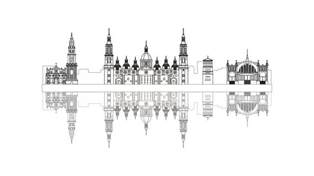 Zaragoza city skyline in Spain