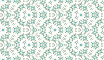 Abstract kaleidoscope seamless pattern. On white background. Useful as design element for texture and artistic compositions.