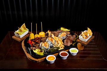 grilled beef with chili peppers and vegetables