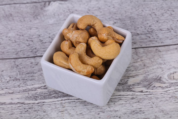 Cashew nuts heap in the bowl