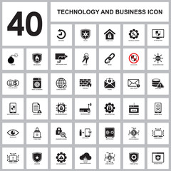 TECHNOLOGY AND BUSINESS SET ICON , SET ICON