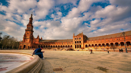 Naklejka premium Seville, Spain - 10 February 2020 : Seville Cathedral The biggest Ghotic Cathedral in Seville Spain City Center
