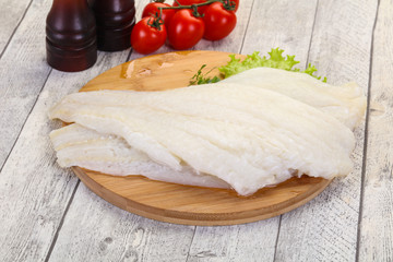 Raw halibut fillet