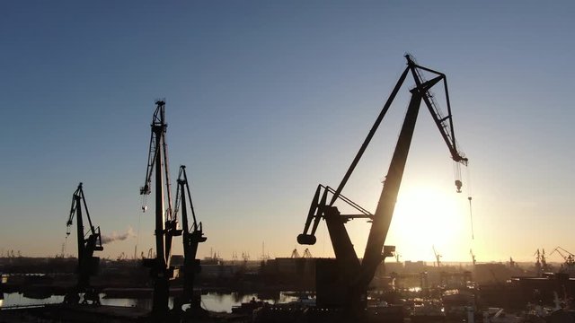 Shipyard during a sunrise