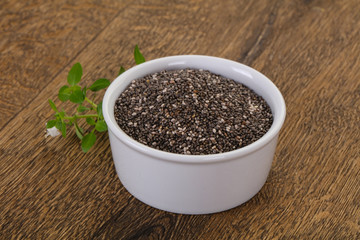 Dietary Chia seeds in the bowl