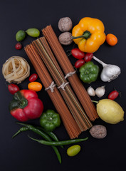 Pasta and some spices for cooking.