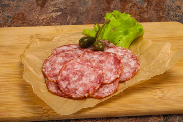 Spanish Salchichon sausage with salad