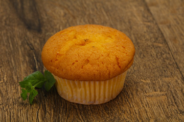 Sweet tasty muffin served mint