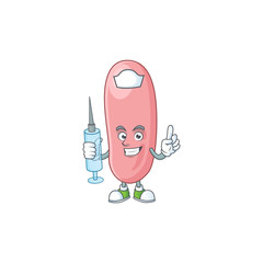 Friendly Nurse legionella pneunophilla mascot design style using syringe