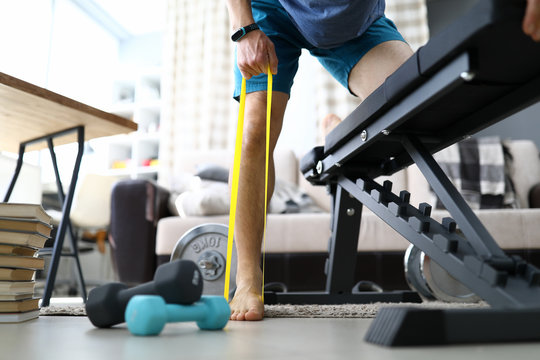 Barefoot person train indoors