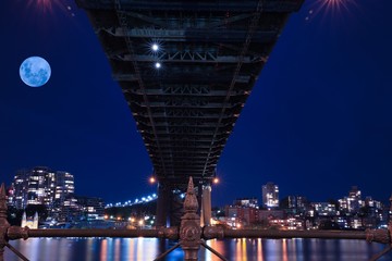 Sydney Harbour Bridge long night exposure showing the vibrant colours of the lights on the water