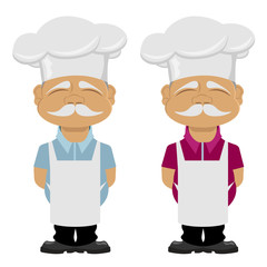 Funny and cute cook. Vector illustration set on a white isolated background.