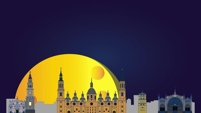 Zaragoza city skyline in Spain