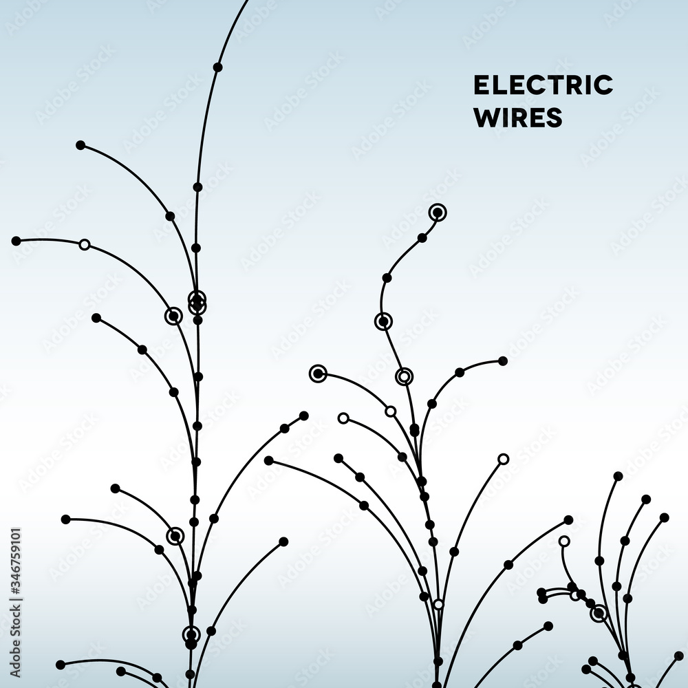 Poster Wire grid trees made of connected dots