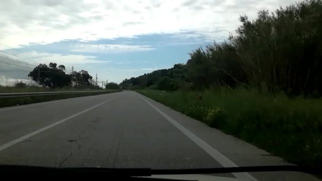 Time lapse in a car along a road. Street tima lapse