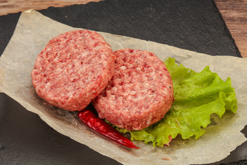 Raw beef cutlet for burger