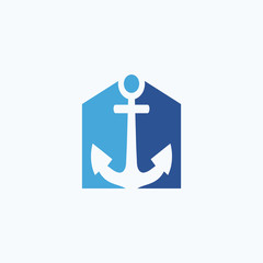 Anchor and home logo design template vector