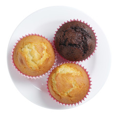 Chocolate and vanilla muffins