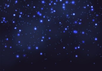 Fototapeta premium Blue bokeh light background. Sparkle effect with particles. Magic overlay dust. Glitter blur texture.