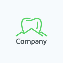 Combination mountain with tooth logo design template vector