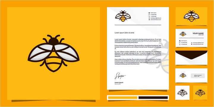 Bee Monoline outline line logo design