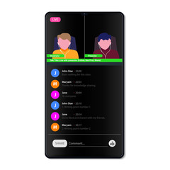 Vector illustration of online streaming video conference on a smartphone