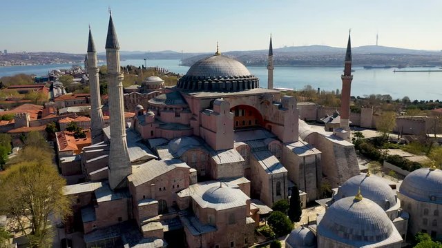 Hagia Sophia Aerial View with Drone from Istanbul.