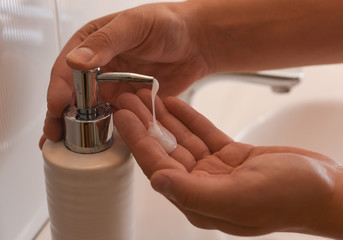 Washing hands. Water is running from the faucet. Water Tap. Hygiene.