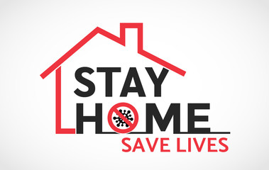 Stay home logo vector, stay home and safe from corona virus