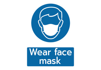 Wear Safety Mask Logo,wear face mask stop coronavirus preventive measures COVID-19 cover face nose sign,Man face with flu mask icon symbol