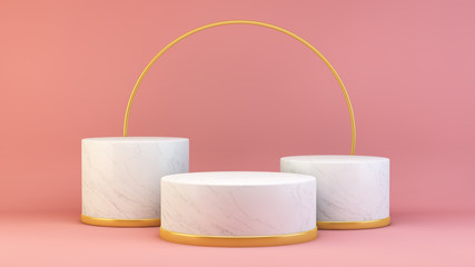 Promotion storefront on marble, pink and gold