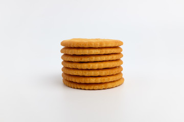 Round and yellow biscuits with background