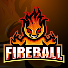 Fireball mascot esport logo design - obrazy, fototapety, plakaty