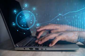 Financial investment concept, world stock market trading chart, and economic background trend, abstract financial background