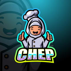 Woman muslim chef mascot esport logo design