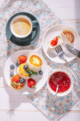 breakfast with curd pancakes