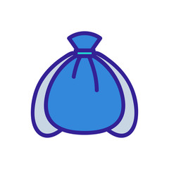 travel bag with ties icon vector. travel bag with ties sign. color symbol illustration