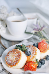 breakfast with curd pancakes