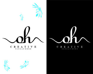 creative script font oh, ho letter logo design template vector